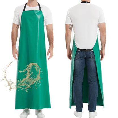 Heavy Duty Thicker Rubber Aprons Extra Long Oil & Chemical Resistant Unisex - color: Green