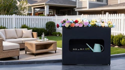 Metal Outdoor Planter Box 36INx12INx28IN - color: Black