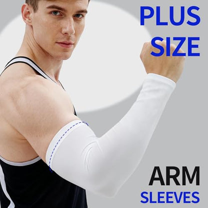 SHEVERCH Plus Size Cooling Arm Sleeves Sun UV Protection for Men Women - color: 2pack-black