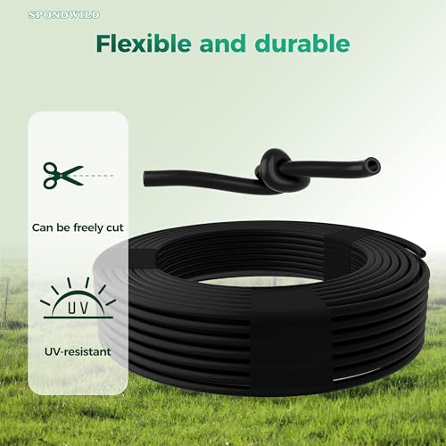 400Ft 1/4 Inch Soft PVC Drip Irrigation Tubing, for Low Pressure System - size: 400FT