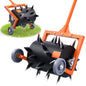 Heavy-Duty Push Lawn Aerator Roller with Steel Spikes for Compacted Soil - color: Orange