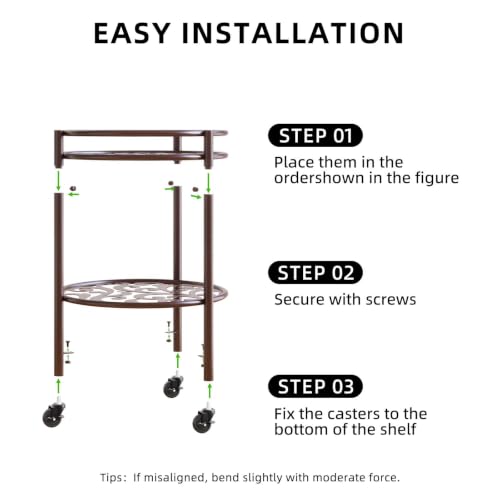 Rolling Plant Stand, 2 Tier Plant Caddy with Wheels 1 Pack Coffee - color: 1 pack coffee