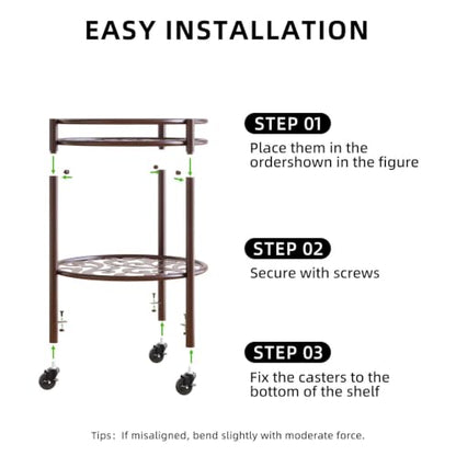 Rolling Plant Stand, 2 Tier Plant Caddy with Wheels 1 Pack Coffee - color: 1 pack coffee