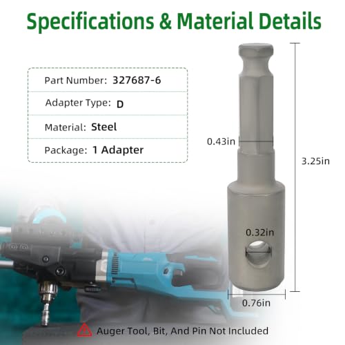327687-6 Earth Auger Bit Adapter D Compatible with Makita