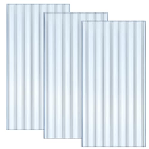 Hotop 3 Pcs Polycarbonate Greenhouse Panels Double Layer Polycarbonate Panels Waterproof UV Protected Sheet Corrugated Plastic Roof Greenhouse Replacement Cover (4' X 2' X 0.32") - size: 4' X 2' X 0.32"