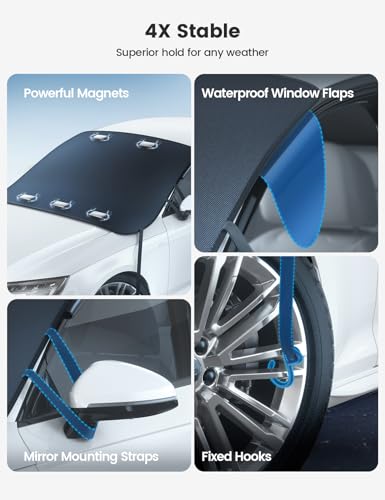 Lamicall Windshield Cover for Ice Snow, Magnetic 1S Snow Remove, Waterproof