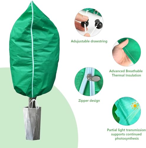 4 Pack 71"x48" Plant Covers with Zipper and Drawstring - size: 4 Pack 71"x48"