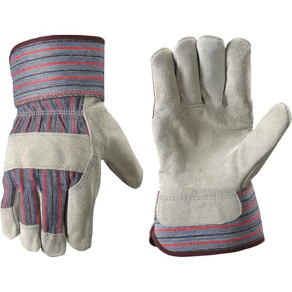 Wells Lamont Men's Safety Cuff Work Gloves, Split Cowhide Leather, Large - size: Large (Pack of 1)