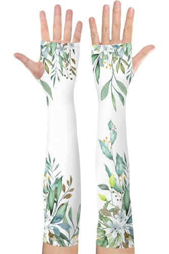 Gardening Sleeves for Women UV Sun Protection with Thumb Hole Anti-Scratch - color: White
