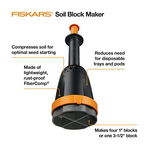 Fiskars Garden Soil Block Maker for Plant Seeds with Natural Air Pruning