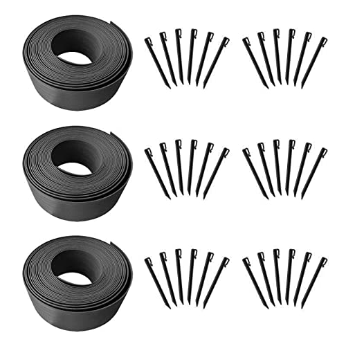 120FT Black Landscape Edging Coil Kit 4 Inch High with 36pcs 10-inch Spikes - style: 120FT Black