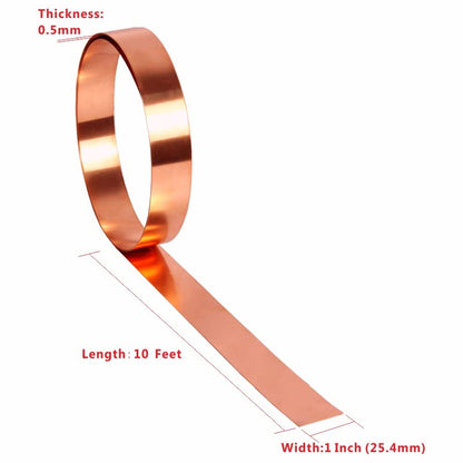 Copper Flashing 99.95% Pure - 16 Oz 24 Gauge 0.5mm Thickness - 10 Feet Length Copper Roll in Various Widths – Contractors & DIY Projects (24 Ga, 1" Width x 10 FT) - size: 24 Ga, 1" Width x 10 FT