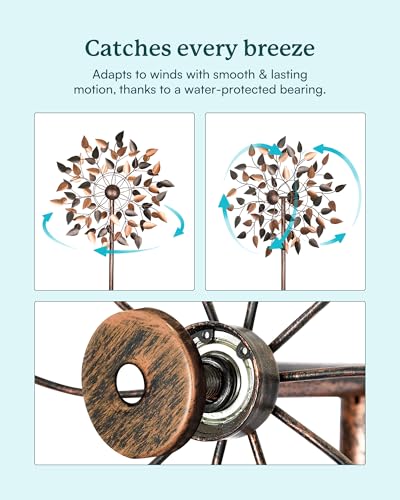 Yard Garden Wind Spinners - Large Wind Spinners Outdoor Metal, Kinetic Lawn Patio Wind Sculptures Windmill Decor (Copper Leaves, 23" W x 84" H) - size: 84"H x 23"W-fall leaves