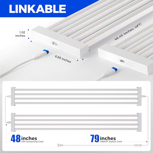 Barrina TX-L84 4FT LED Grow Light, 336W (4 x 84W), 4 Panels Wider Coverage - color: Pinkish White, size: 4FT-4 Packs