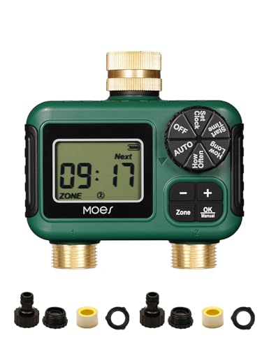 MOES 2 Zone Sprinkler Timer for Garden Hose,Brass Inlet &Outlet Water Timer - size: 2 Zone