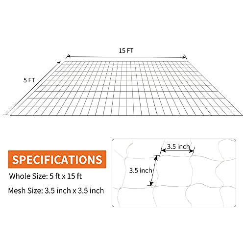 Tcamp Heavy-Duty Polyester Garden Trellis Netting, 5Ft x15Ft (1 Pack) - size: 3.5" Mesh (5*15Ft)