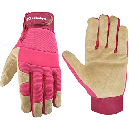 Wells Lamont Women’s HydraHyde Split Leather Hybrid Pink Gloves, Large (3268L) - size: Large