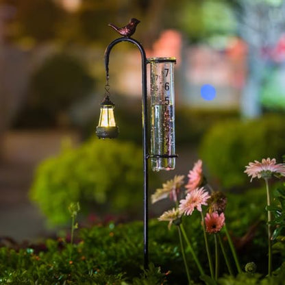 Hummingbird Rain Gauge Outdoor, Solar Rain Gauges - color: Street-Lamp