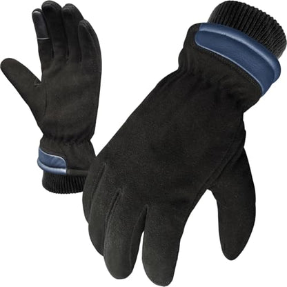 SKYDEER 3M Thinsulate Thermal Winter Work Gloves with Windproof Premium Genuine Deerskin Suede Leather (Unisex SD8671T) - color: Sd8652t, size: Large
