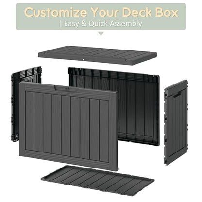 45 Gallon Outdoor Storage Box Waterproof Deck Box Patio Storage - color: Black, style: 45Gallon