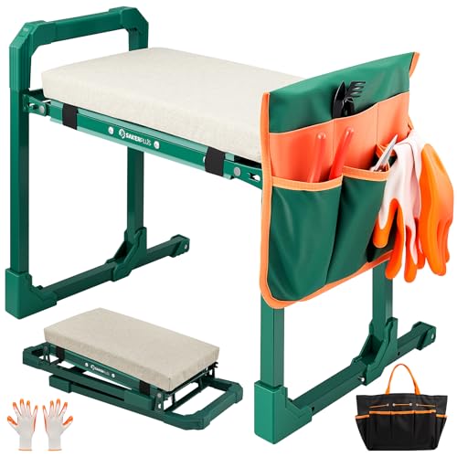 SakerPlus Garden Kneeler and Seat, Heavy Duty Foldable Garden Stool