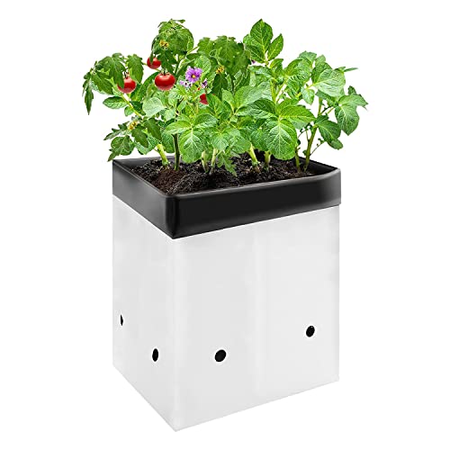 VIVOSUN 50-Pack 3 Gallon Plastic Grow Bags for Plants, Black & White - size: 3 Gallon