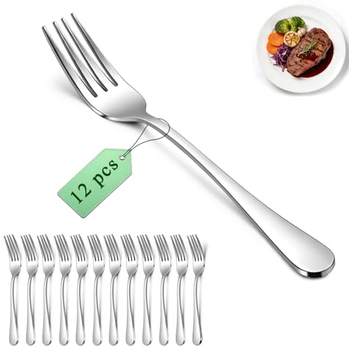 Berglander Dinner Forks Set 12pcs 7.28", Stainless Steel table Fork, Dessert Salad Forks, Flatware Silverware Fork for Home Kitchen, Restaurant, Hotel, Cost-Effective Bulk Value Dishwasher Safe