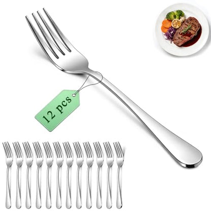 Berglander Dinner Forks Set 12pcs 7.28", Stainless Steel table Fork, Dessert Salad Forks, Flatware Silverware Fork for Home Kitchen, Restaurant, Hotel, Cost-Effective Bulk Value Dishwasher Safe