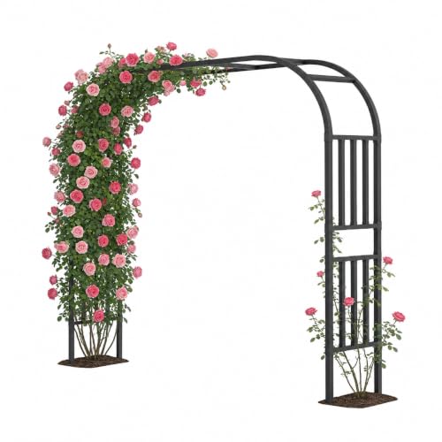 Square Tube Garden Arch Trellis for Climbing Plants 8.2ft Tall Metal Arbor - color: 98.4 inch Length - Black