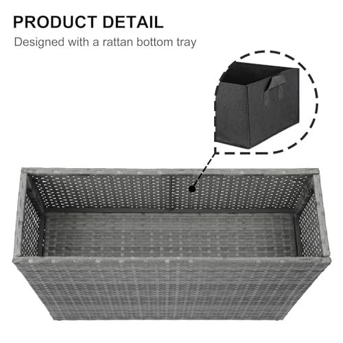 SUNNYPARK Large Rectangular Planter for Outdoor Rattan Block Box 32x11x24'' - color: Gray