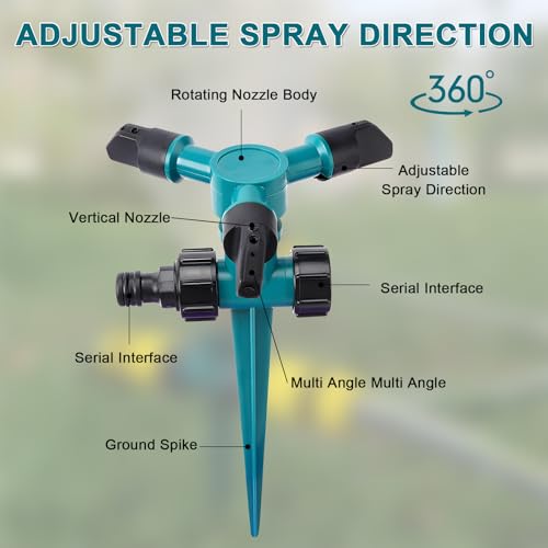 360 Degree Rotating Lawn Sprinkler - Ideal for Lawns, Gardens, Yards, Grass Watering with Powerful Spraying（2 Pack）