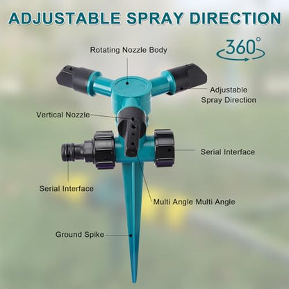 360 Degree Rotating Lawn Sprinkler - Ideal for Lawns, Gardens, Yards, Grass Watering with Powerful Spraying（2 Pack）