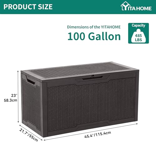 YITAHOME 100 Gallon Resin Deck Box - color: Dark Brown, size: 100 gallon