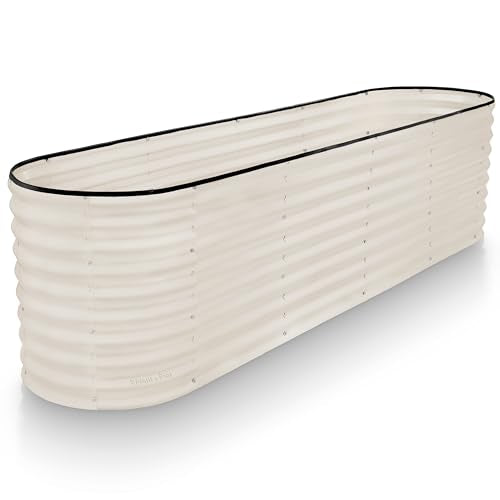 Plant & Plot Galvanized Raised Garden Beds Outdoor // 8×2×2 ft Planter Raised Beds for Gardening, Vegetables, Flowers // Large Metal Garden Box (White) // Patented Tool-Free Design - color: White, size: 8×2×2 Ft