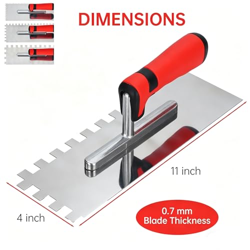 Square Notched Tile Trowel Set,with Grout Sponge and Work Gloves - size: Trowel Set
