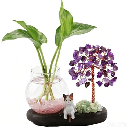 Mini Plant Propagation Station, Amethyst Tree Hydroponic Glass Vase - color: Amethyst