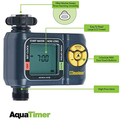 Melnor 65138AMZ AquaTimer Digital Hose Timer, 1-Zone Timer, QuickConnect Bundle, Black, Yellow - size: 1-Zone Timer