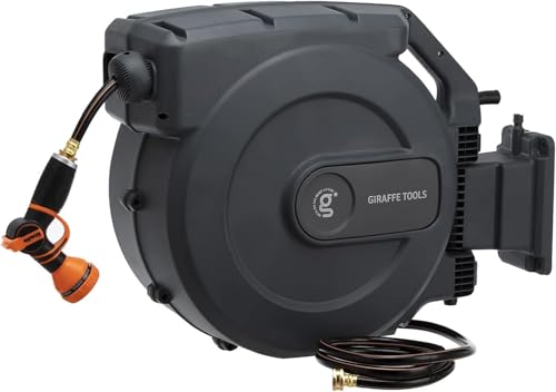Giraffe Tools Garden Retractable Hose Reel Auto Rewind Wall Mount 1/2"130FT - size: 1/2" 130FT