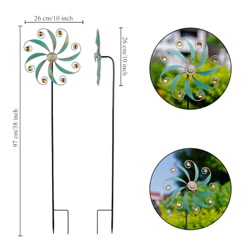 Stargarden Wind Spinner, Metal Outdoor Wind Sculptures & Spinners - color: Small-green-b