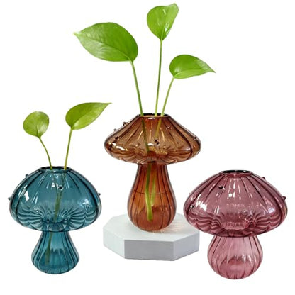 Glass Mushroom Vase Propagation Planter - Set of 3 Propagation Stations