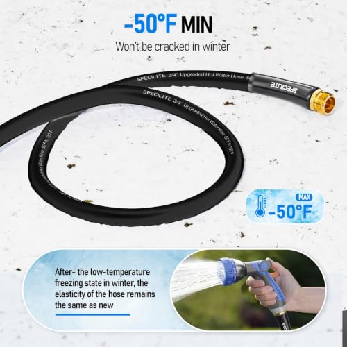 SPECILITE Retractable Garden Hose Reel with 3/4" 65ft Hot/Cold Pipe, Black - color: Black, size: 3/4'' 65 FT