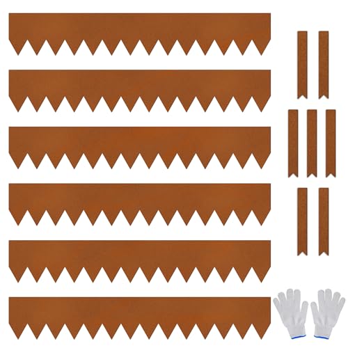 Worth Garden 20ft. Galvanized Steel Landscape Edging - 6-Pack 6.5" x 40" Metal Edging for Landscaping with 7 Stakes, Rust-Like Powder Coating Hammer-in Lawn Edging for Yard Pathway Divider - color: Rust-Like, style: 6-Pack 6.5"x40"