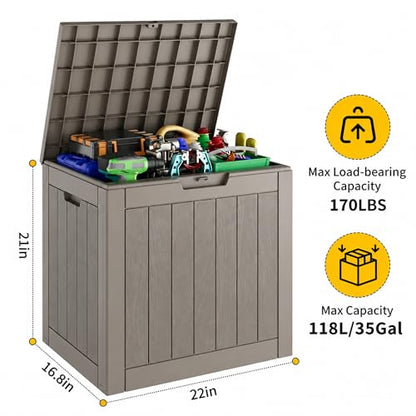 35 Gallon Outdoor Storage Box Waterproof Deck Box Patio Storage - color: Gray, style: 35Gallon-style2