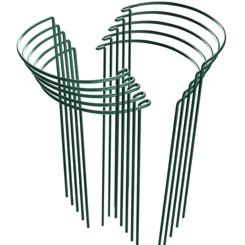 HiGift 10 Pack Peony Cages and Supports, 10" (W) x 16"(H) Plant Support, Heavy Duty Metal Plant Support Stake for Indoor Plants Half Round Garden Stakes Plant Support Ring for Hydrangea,Flower Outdoor - size: 10"W x15.8"H -10 Pack
