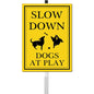 Slow Down Dogs at Play Yard Sign with Stake Dog Pets Crossing Safety Signs Rustproof Reflective Aluminum Caution Drive Slowly Watch for Dogs Sign for Street Neighborhoods - color: B11