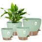 Self Watering Planter for Indoor Plants, 12" 10" 9" 8" Plastic Large Flower Pot Set with Water Level Indicator Deep Reservoir Saucer, Big House Bottom Watering Plant Pots with Drainage Hole - Green - color: Green
