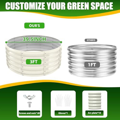 TBMLC 17" Tall,3.3 FT Diameter Elevated Round Metal Raised Garden Bed White - color: White, size: 3.3FT Diameter