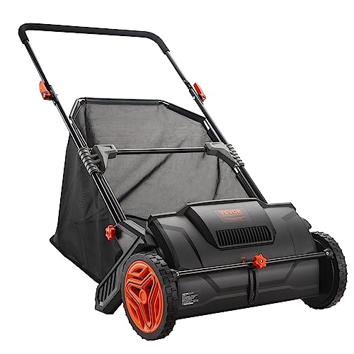 VEVOR Push Lawn Sweeper 21" Leaf & Grass Collector 3.5 cu. ft. Hopper Bag