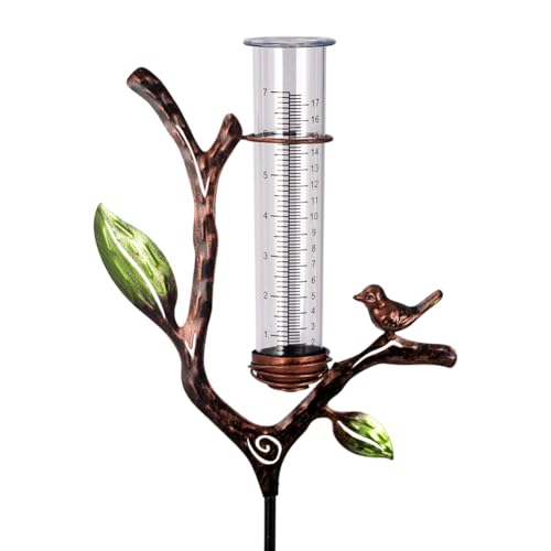 Rain Gauge Outdoor, Metal Rain Gauge with Stake