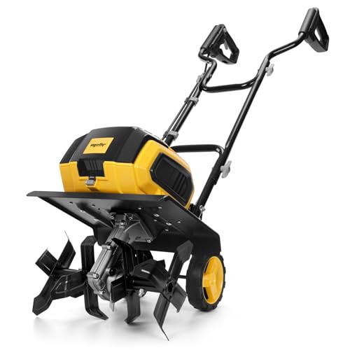 Brushless Dual Battery Powered Tiller Compatible with Dewalt 20V Battery - style: Yellow-40V No Battery